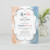 Roze en blauwe marmer Waterverf Kaart (Staand voorkant)