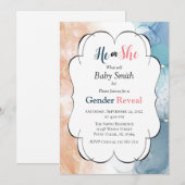 Roze en blauwe marmer Waterverf Kaart (Voorkant / Achterkant)