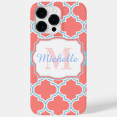 Roze en blauwe Marokkaanse Quatrefoil Case-Mate iPhone Case (Achterkant)
