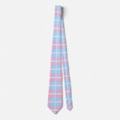 Roze en blauwe Mega Pset Tartan Gingham Patroon Stropdas (Voorkant)