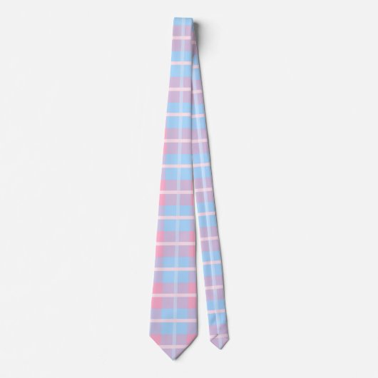 Roze en blauwe Mega Pset Tartan Gingham Patroon Stropdas (Voorkant)