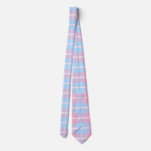 Roze en blauwe Mega Pset Tartan Gingham Patroon Stropdas (Achterkant)