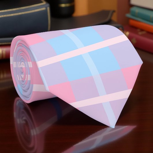 Roze en blauwe Mega Pset Tartan Gingham Patroon Stropdas