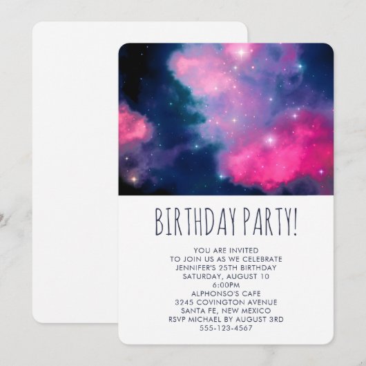 Roze en blauwe melkweg en sterren Abstracte verjaa Kaart (Voorkant / Achterkant)