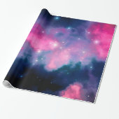 Roze en blauwe melkweg & sterren Abstract Cadeaupapier (Uitgerold)