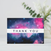 Roze en blauwe melkweg & sterren Abstract Hartelij Bedankkaart (Staand voorkant)
