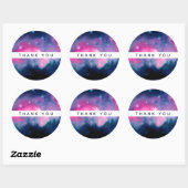 Roze en blauwe melkweg & sterren Abstract Hartelij Ronde Sticker (Vel)