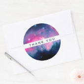 Roze en blauwe melkweg & sterren Abstract Hartelij Ronde Sticker (Envelop)