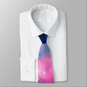 Roze en blauwe melkweg & sterren Abstract Stropdas (Gebonden)