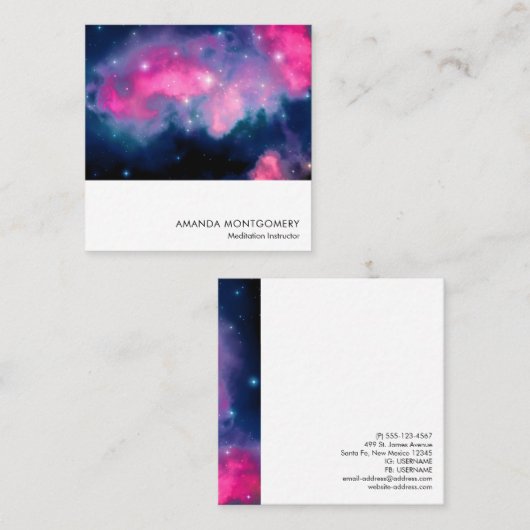 Roze en blauwe melkweg & sterren Abstract Vierkante Visitekaartje (Voorkant / Achterkant)