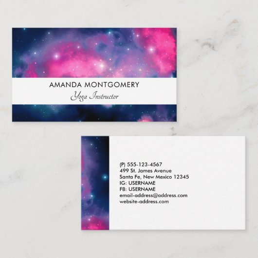 Roze en blauwe melkweg & sterren Abstract Visitekaartje (Voorkant / Achterkant)
