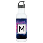 Roze en blauwe melkweg & sterren Abstract Waterfles (Voorkant)