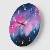 Roze en blauwe melkweg & sterren Abstracte Grote Klok (Hoek)