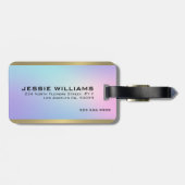 Roze en blauwe metallisch gouden accent bagagelabel (Achterkant horizontaal)