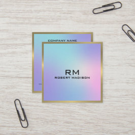 Roze en blauwe metallisch gouden accent vierkante visitekaartje