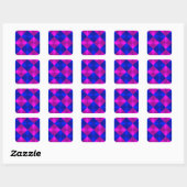 Roze en blauwe metallische kijkpleinen vierkante sticker (Vel)