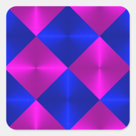Roze en blauwe metallische kijkpleinen vierkante sticker