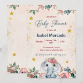 Roze en Blauwe Moderne Baby Shower Uitnodiging (Voorkant / Achterkant)