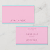 Roze en blauwe, moderne, eenvoudige Sjabloon Visitekaartje (Voorkant / Achterkant)