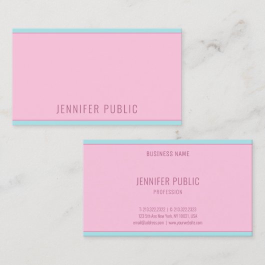 Roze en blauwe, moderne, eenvoudige Sjabloon Visitekaartje (Voorkant / Achterkant)