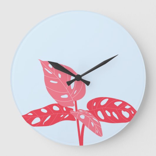 Roze en blauwe moderne kunst wandklok (Voorkant)