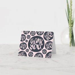 Roze en Blauwe Moderne Letterpatroon Bedankkaart