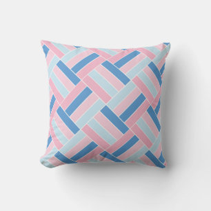 Roze en blauwe mozaïek kussen
