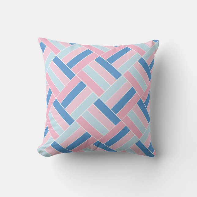 Roze en blauwe mozaïek kussen (Voorkant)