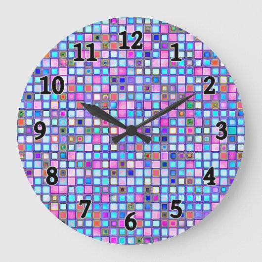 Roze en blauwe mozaïekhoudende Tegels Grote Klok (Voorkant)