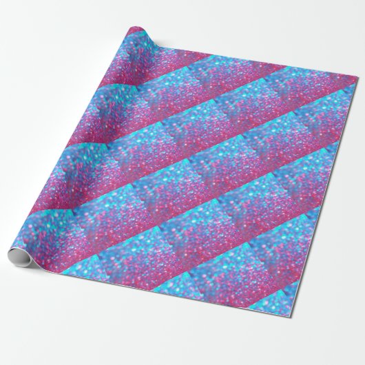 Roze en blauwe muggenglitter cadeaupapier (Uitgerold)