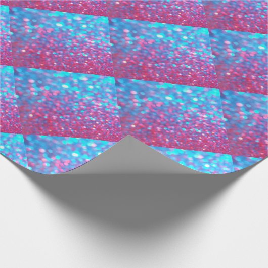 Roze en blauwe muggenglitter cadeaupapier (Hoek)