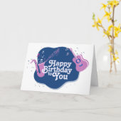 Roze en blauwe muziekssaxofone Birthday Kaart (Gele Bloem)