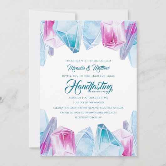 Roze en blauwe mysterie Pareltjes handfasting Kaart (Voorkant)