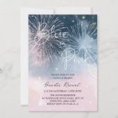 Roze en Blauwe Nacht Sky Firecracker Gender Reveal Kaart (Voorkant)