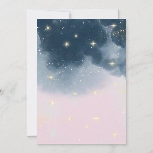 Roze en Blauwe Nacht Sky Firecracker Gender Reveal Kaart (Achterkant)