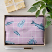 Roze en Blauwe Nautilus Serie Design 12 Tissuepapier (Geschenk)
