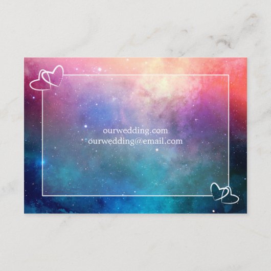 Roze en blauwe Nebula bruiloft - Details kaart (Achterkant)