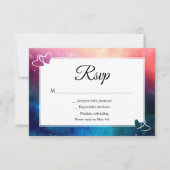 Roze en blauwe Nebula Hearts Rsvp-kaart RSVP Kaartje (Voorkant)