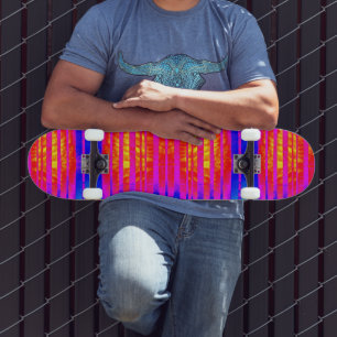 Roze en blauwe Neon Stripe skateboard