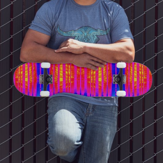 Roze en blauwe Neon Stripe skateboard (Buiten 3)