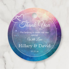 Roze en blauwe nevelwolken bedankjes labels