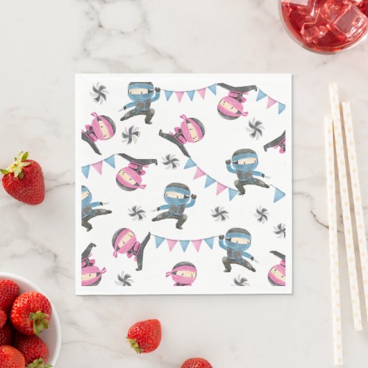 Roze en Blauwe Ninja Party Servetten (Insitu)
