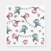 Roze en Blauwe Ninja Party Servetten (Voorkant)