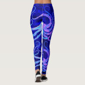 Roze en blauwe octopus tentakels op blauw - Leggin Leggings (Achterkant)