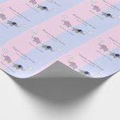Roze en blauwe olifant Baby shower Cadeaupapier (Hoek)