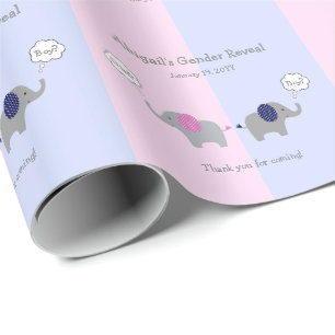 Roze en blauwe olifant Baby shower Cadeaupapier