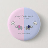 Roze en blauwe olifant Baby shower onthullen Ronde Button 5,7 Cm (Voorkant)