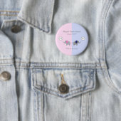 Roze en blauwe olifant Baby shower onthullen Ronde Button 5,7 Cm (In situ)