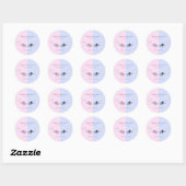 Roze en blauwe olifant Baby shower onthullen Ronde Sticker (Vel)