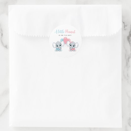 Roze en blauwe olifant ballon baby shower sticker (Tas)